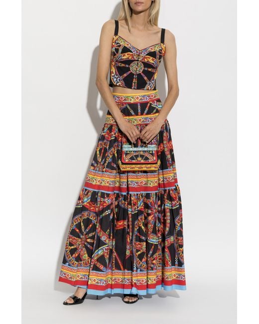 Dolce & Gabbana Black Short Top With 'Carretto' Print