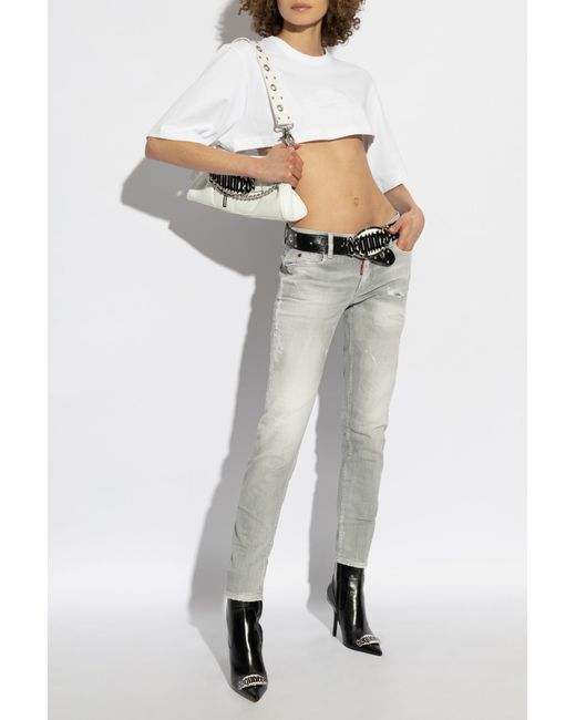 DSquared² White Short Loose-fitting T-shirt,