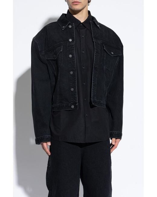 Entire studios Black Denim Jacket for men