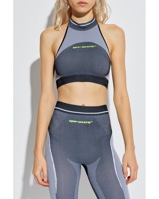 Off-White c/o Virgil Abloh Blue Short Off-Shoulder Top