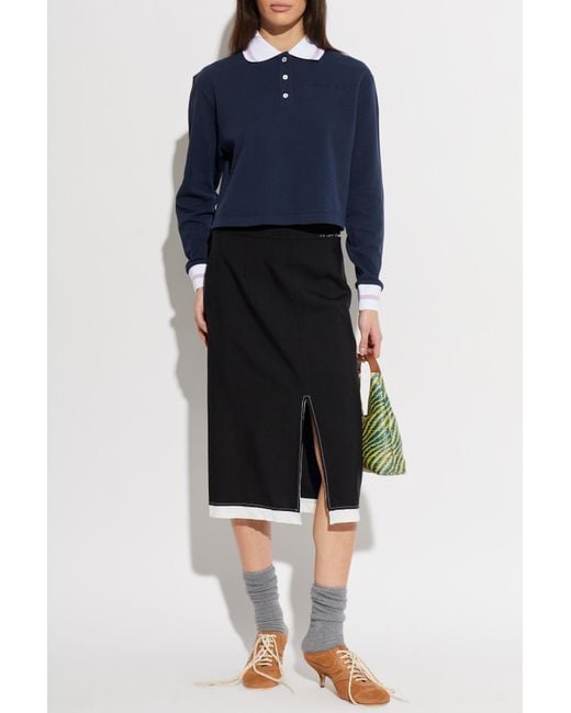 Marni Blue Cropped Polo With Logo
