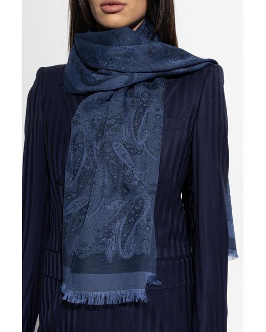 Etro Blue Patterned Scarf