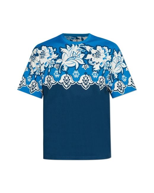 Etro Blue Patterned T-Shirt for men
