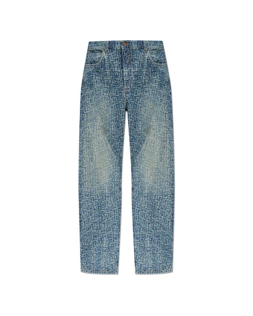 Balmain Blue Jeans With Monogram for men