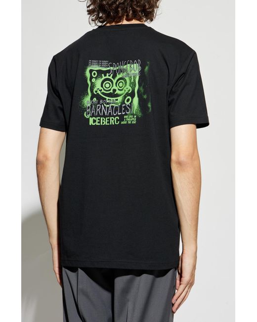 Iceberg Black T-Shirt With Patch for men
