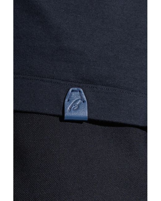 Brioni Blue T-Shirt With Patch for men