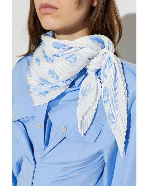 McQueen Blue Pleated Scarf
