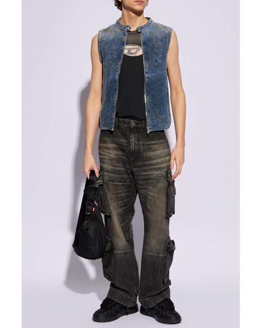 DIESEL Blue ‘T-Brico’ Top With Logo for men