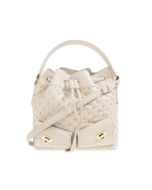 Ferragamo Black Leather "Drawstring" Bag