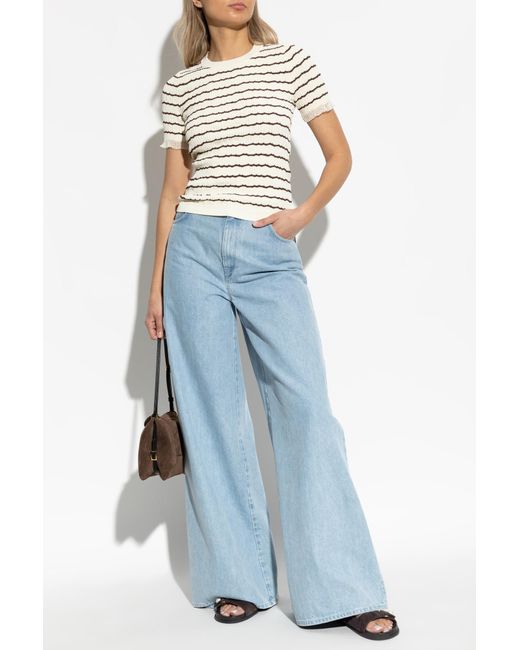 Rag & Bone White Striped Pattern Top