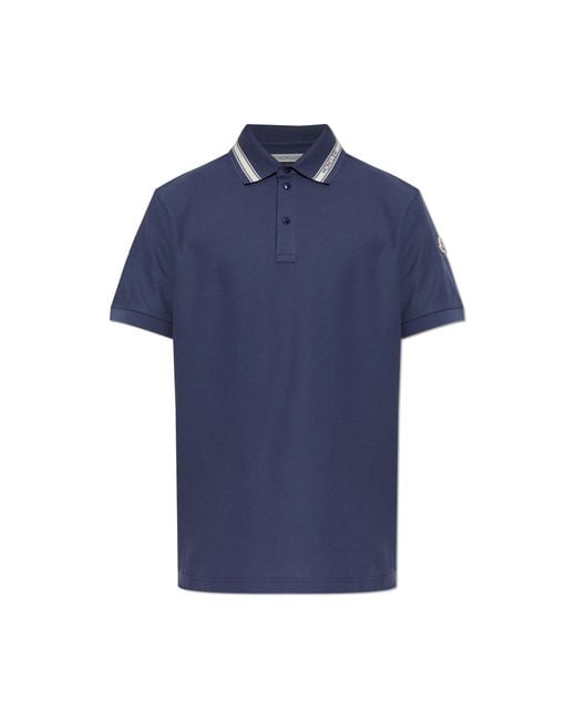 Moncler Blue Polo With Logo Patch for men