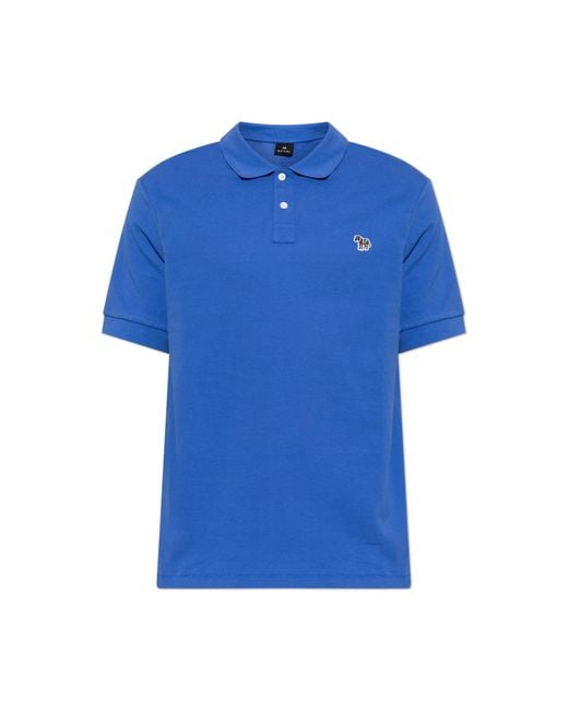 Paul Smith Blue Polo With Patch for men