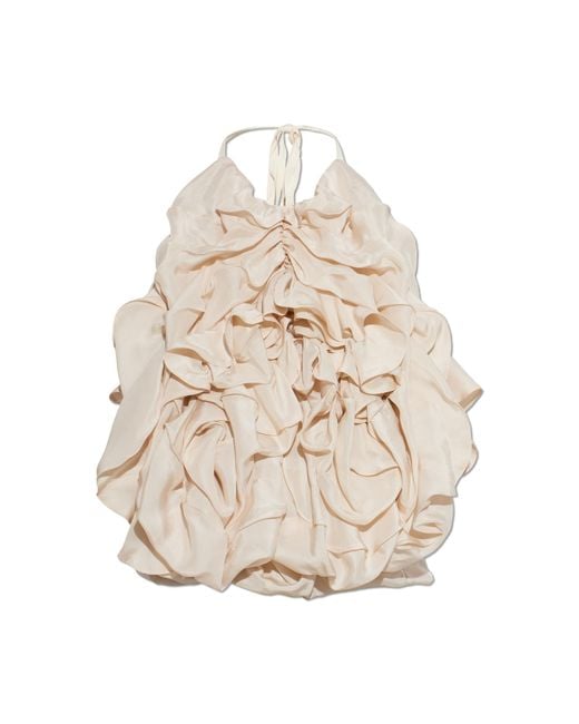 Maison Margiela Natural Silk Top With Ruffles