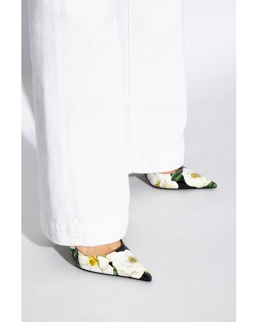 Dolce & Gabbana Metallic Heeled Shoes With Floral Motif