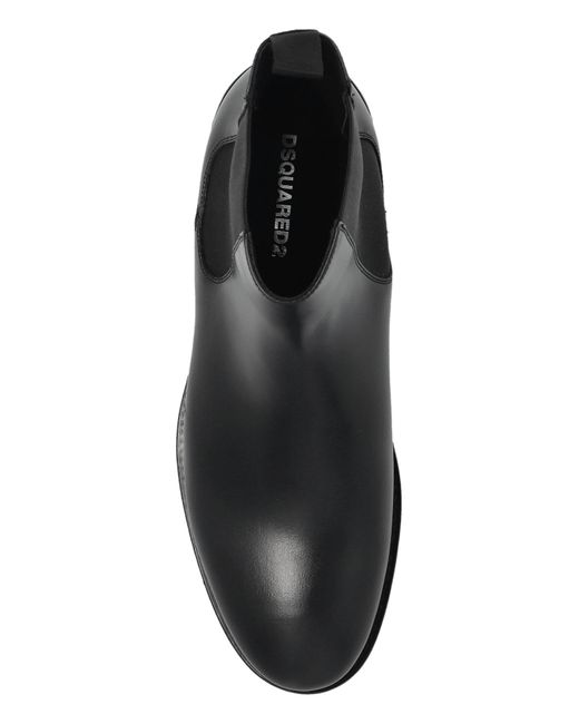 DSquared² Black Leather Ankle Boots for men