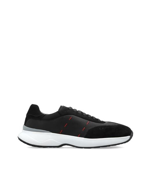 Kiton Black Sports Shoes With Logo for men