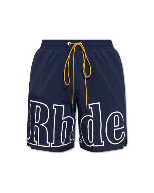 Rhude Blue Shorts With Logo, ' for men