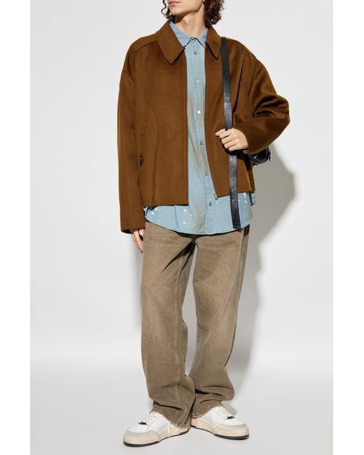 Acne Brown Wool Jacket With Collar for men