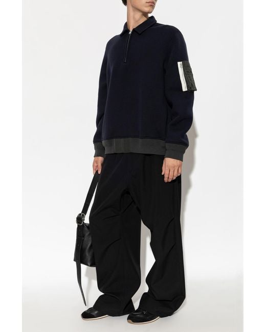 Sacai Blue Polo Shirt With A Sleeve Pocket for men