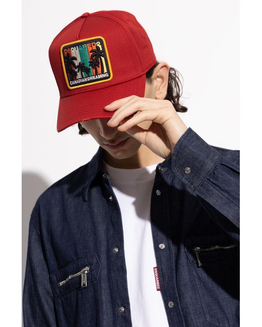 DSquared² Red Baseball Cap for men