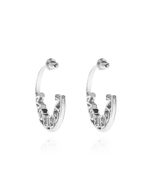 Alexander McQueen Blue Earrings With A Logo Encrusted With Sparkling Crystals