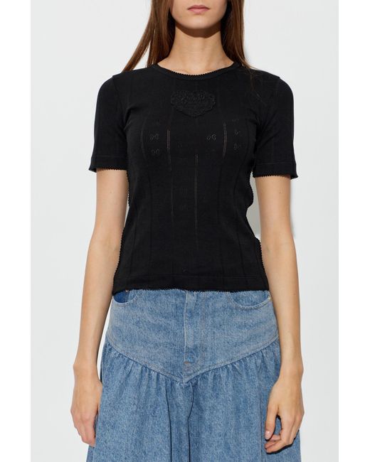 Ganni Blue Top With A Patch