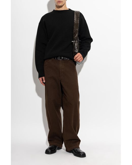 Lemaire Black Wool Sweater With A Crew Neck for men
