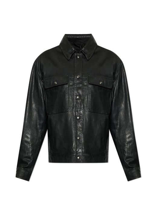 AllSaints Black "Shelton" Leather Jacket for men