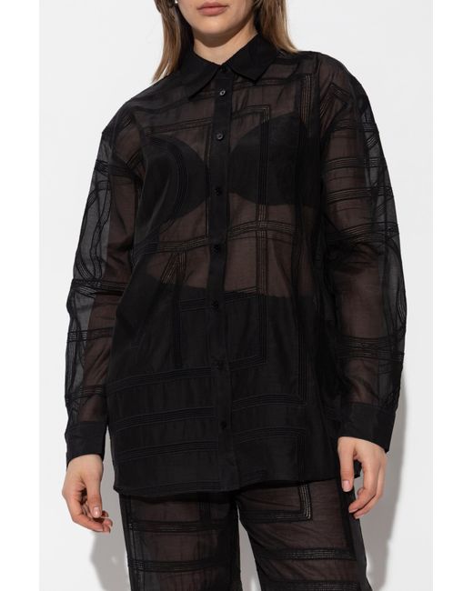 Totême  Black Toteme Shirt With Monogram