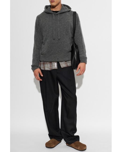 Laneus Gray Cashmere Hoodie for men