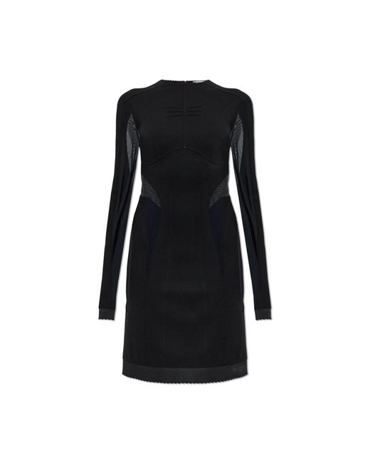 The Attico Black Fitted Dress With Transparent Inserts