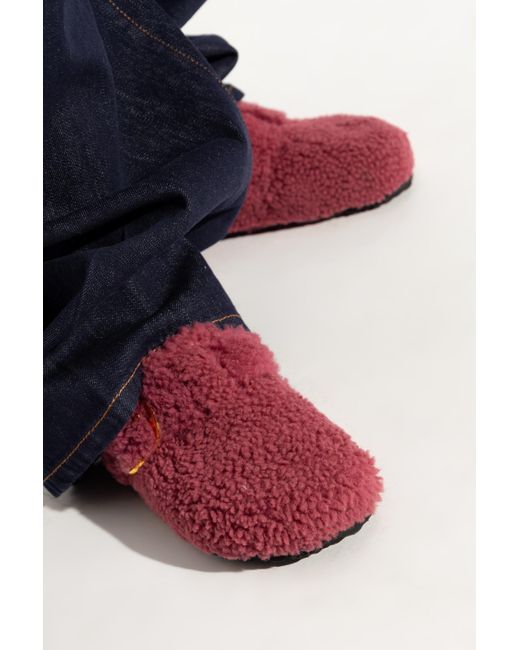 Boston Rivet Red Birkenstock Slippers Boston Big Buckle Teddy Rivet Logo Os in Red | Lyst