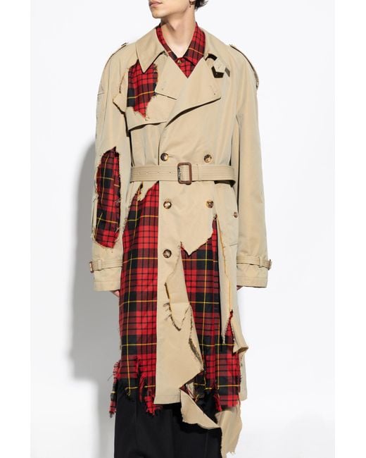 Alexander McQueen Plaid Wool Insert Trench Coat in White for Men Lyst UK