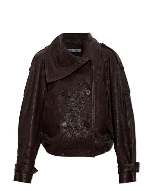 Acne Black Leather Jacket With 'Vintage' Effect