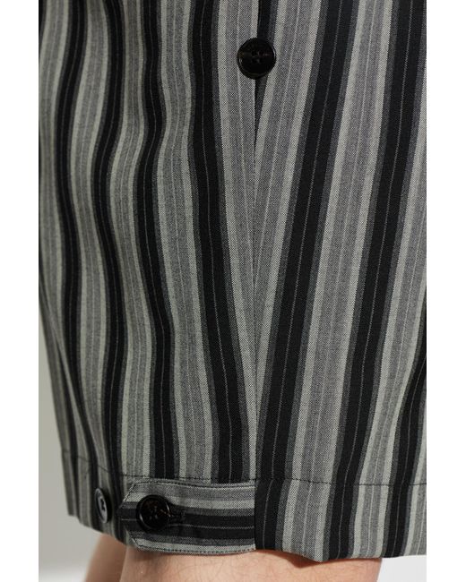 Versace Gray Striped Pattern Shorts for men