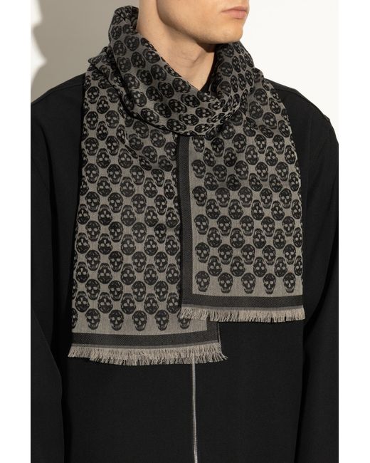 McQueen Black Scarf With A Distinctive Skull Motif for men