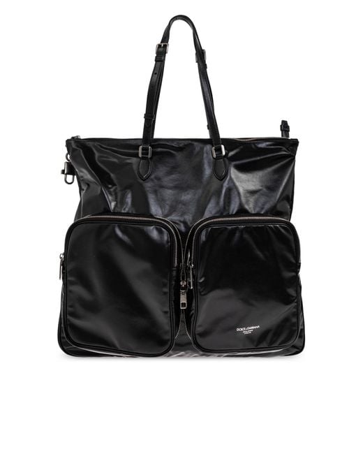 Dolce & Gabbana Black Leather Shopper Bag for men