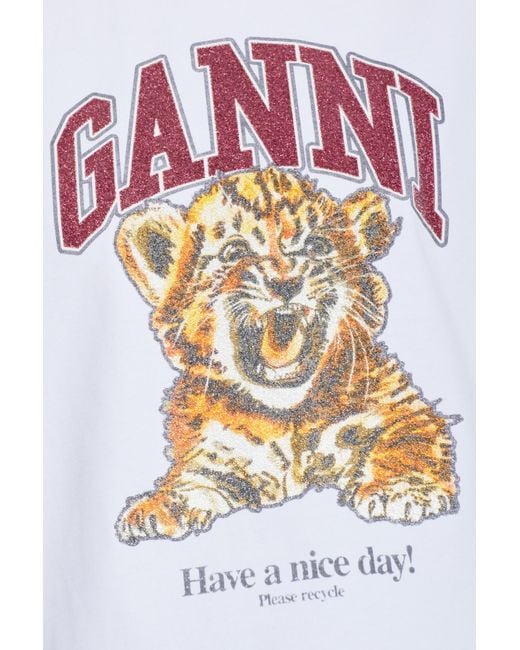 Ganni White T-Shirt With Logo