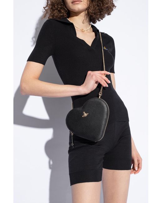 Vivienne Westwood Black 'new Heart' Shoulder Bag,