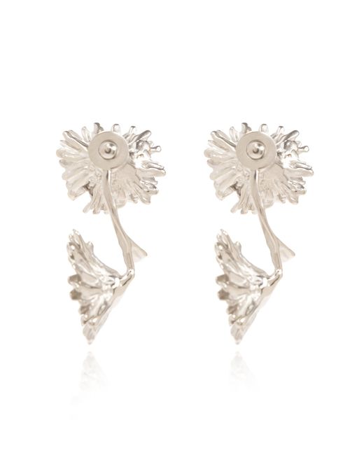 Marni Metallic Earrings With Daisy Motif ,
