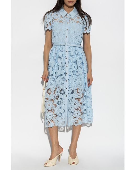 Self-Portrait Blue Lace Dress With Belt