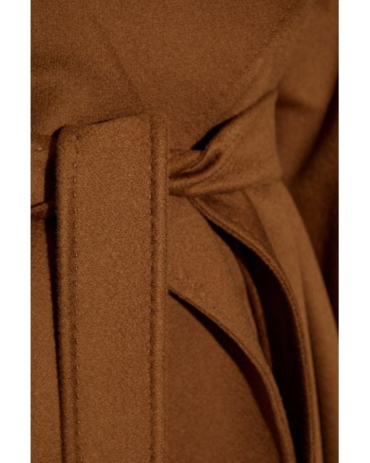 Max Mara Brown Cashmere Coat With Hood 'Ocroma'