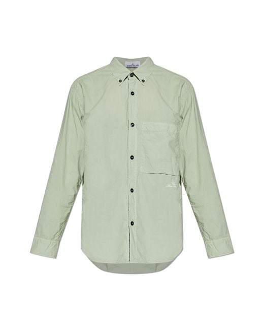 Stone Island Green Shirt With Pocket for men