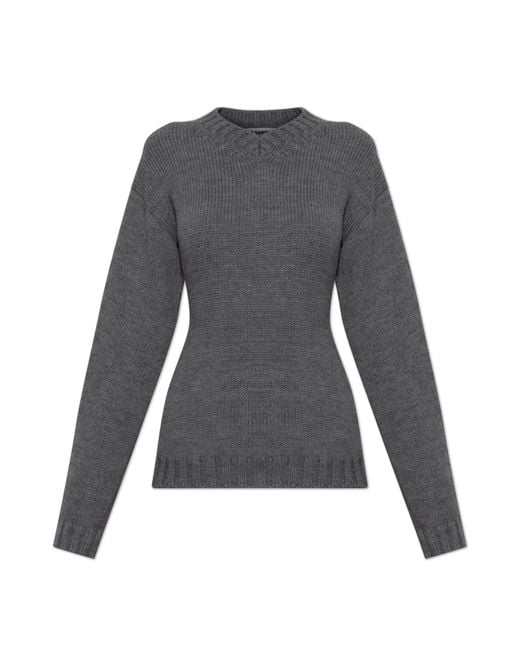 Jil Sander Gray Wool Sweater With V-Neck