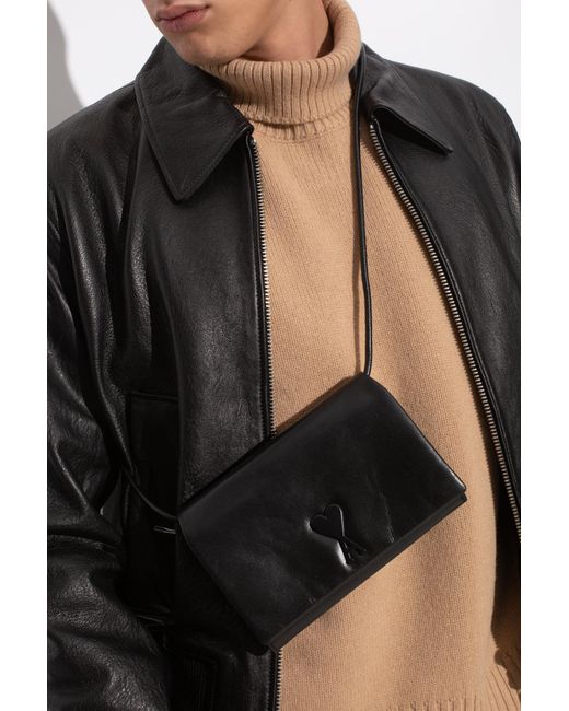 AMI Black Shoulder Bag for men