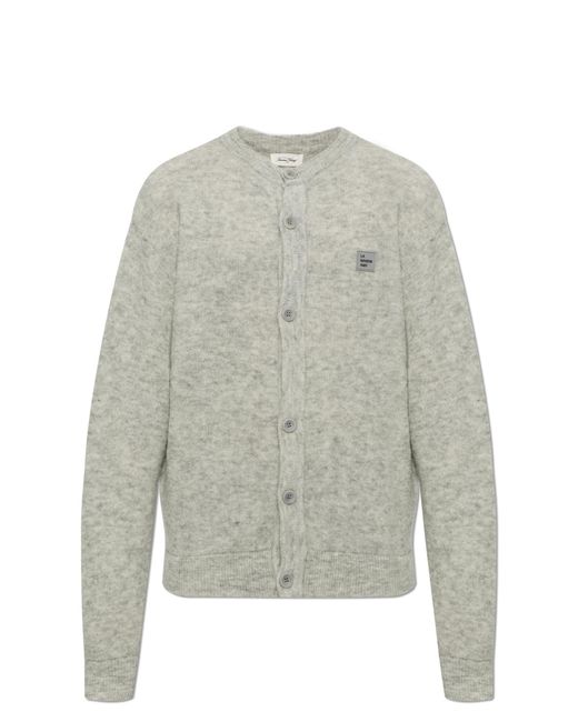 American Vintage Gray Cardigan With Patch for men