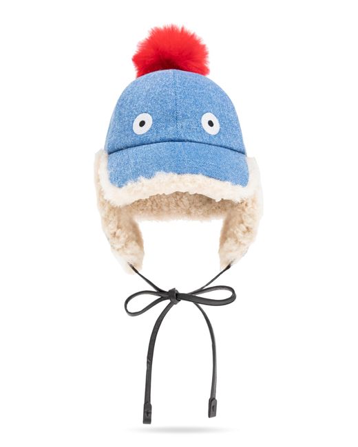 Marni Blue Beanie With Pom-Pom