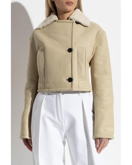 Jacquemus White Double-Breasted Shearling Coat