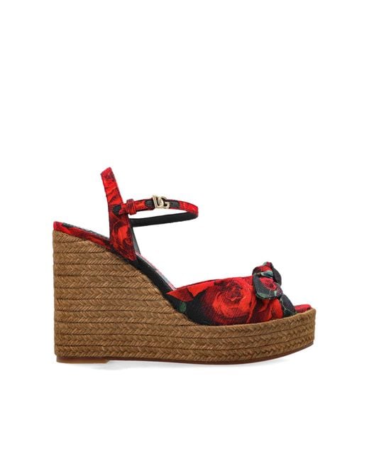 Dolce & Gabbana Red Wedge Sandals
