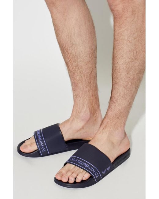 EA7 Blue Rubber Flip-Flops for men